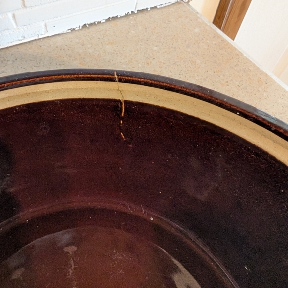 Vintage Antique Brown Glazed Stoneware Pottery Covered Baking Dish Marked UAS - Picture 4 of 7